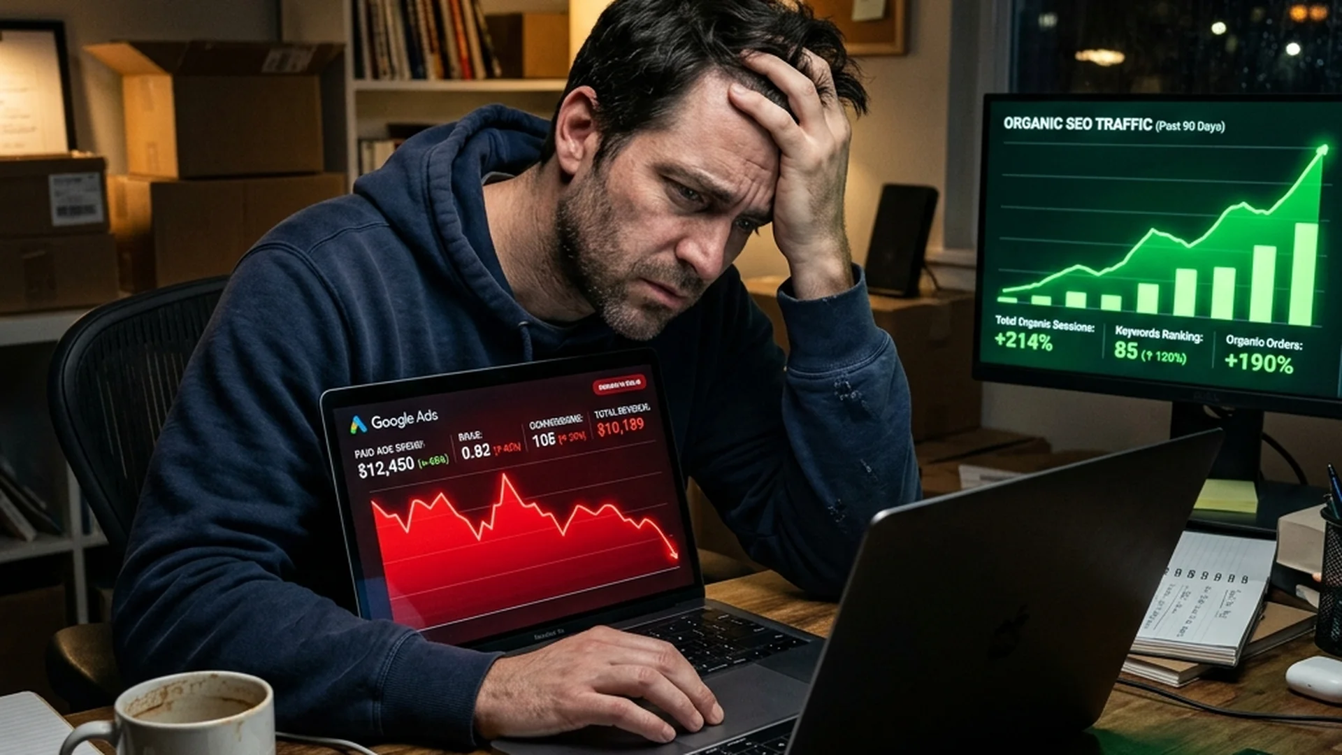 Directeur déprimé par le coût publicitaire SEO