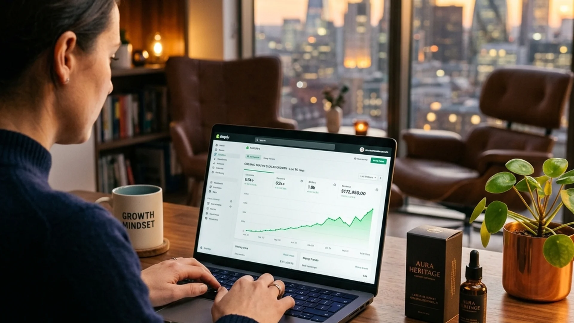 Shopify SEO Dashboard on laptop